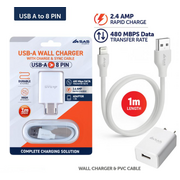Charge & Sync AC Charger with 8 Pin 1m Cable (Suitable for iPhones)