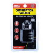 Padlock 3-Digit Combination 60mm x 30mm x15mm Black 
