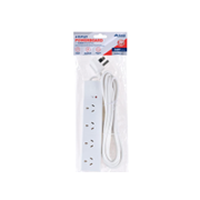 Power Board 4 Outlets with Surge Protection 3 Meter Cord White 240V 10A Max Load 2400W