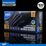 Gloves Powder Free Disposable - Nitrile - Black - Medium 100pk (Length 240mm x Palm Width 95mm x Thickness 0.10mm
