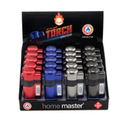 Lighter Gas Mini Jet Flame Turbo Windproof Refillable - 4 Assorted Metallic Colours Per DB Silver, Red, Black, Blue