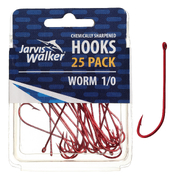 JARVIS WALKER RED LONG SHANK HOOKS 25PK SZ1/0