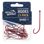 JARVIS WALKER RED LONG SHANK HOOKS 25PK SZ1