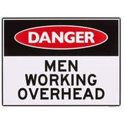 Men Working Overhead Large Sign 