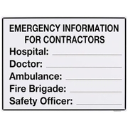 EMERGENCY INFORMATION LARGE SIGN PP 460 X 600 MM