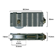 Carriage Slid Door Alu Adj & Roller 17mm fins 25kg(A071)
