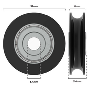Roller 32mm dia 6.4mm Bore H/D (D068)