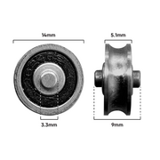 Roller S/Steel 14mm dia 3.4mm Axle (D191)