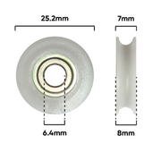 Roller 25mm dia 6.4mm Bore