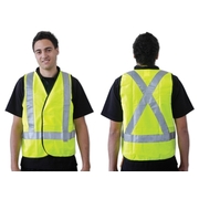 Yellow Day Night Safety Vest X Back Pattern Small
