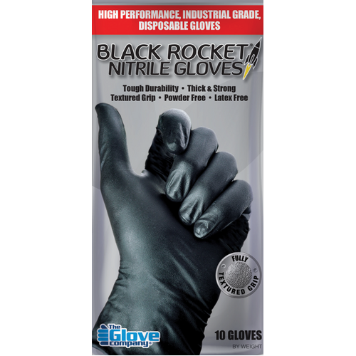 Black Rocket Nitrile Gloves 10pk XL