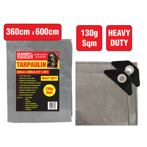 Heavy Duty Tarpaulin 360cm x 600cm (12' x 20') Reinforced Eyelets