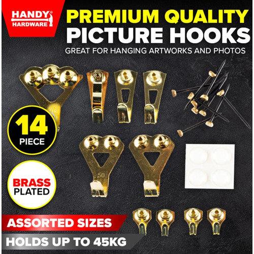 14pc Picture Hooks Heavy Duty Premium