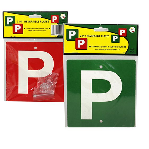 P Plates Green & Red background with suction VIC