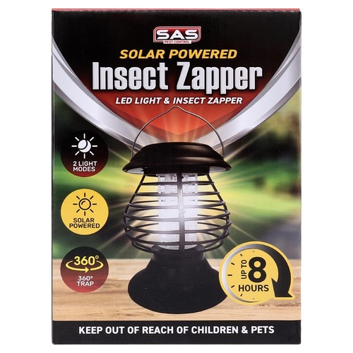 Solar Insect Zapper Portable 2in1 Function 13cm x 13cm x 17.5cm Black