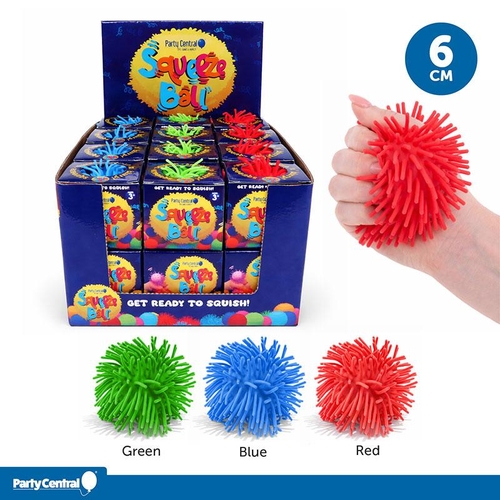 Squeeze Me Fuzzy Ball 6cm - Assorted Red, Blue, GreenÂ - min buy 24
