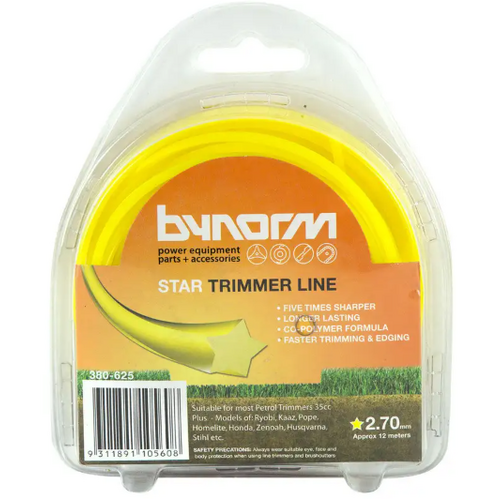 Bynorm Star Trimmer Line 2.7mm x 12 metres Yellow