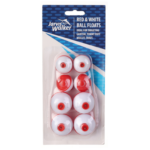 Jarvis Walker Red/White Floats (4 Large & 4 Medium)