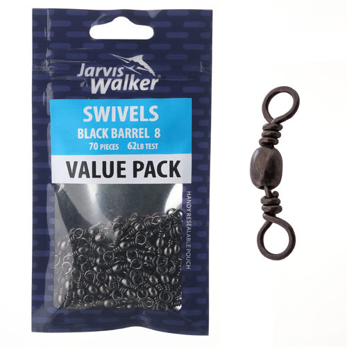 Jarvis Walker Black Barrel Swivels Value Pack - Sz 8