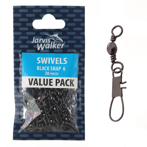 Jarvis Walker Black Snap Swivels Value Pack - Sz  6