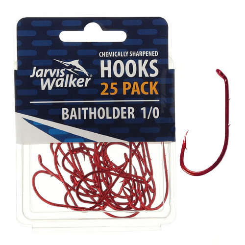 Jarvis Walker Baitholder Hook 25pc Value Pack Sz 1/0