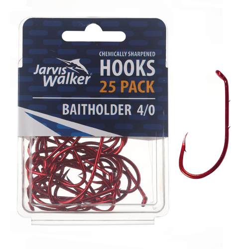 JARVIS WALKER RED BAITHOLDER HOOKS 25PK SZ4/0