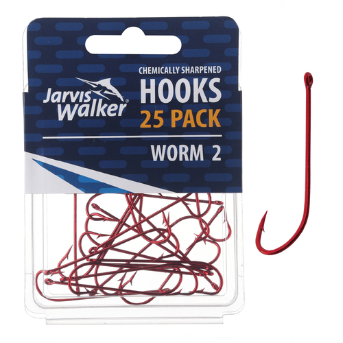 JARVIS WALKER RED LONG SHANK HOOKS 25PK SZ2