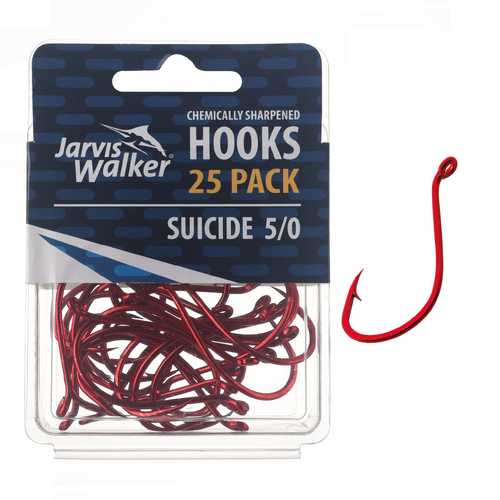JARVIS WALKER RED SUICIDE HOOKS 25PK SZ5/0