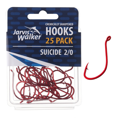 Jarvis Walker Suicide Hook 25pc Value Pack Sz 2/0
