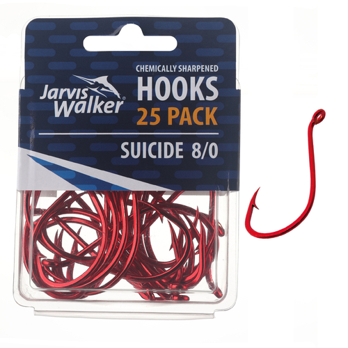 JARVIS WALKER RED SUICIDE HOOKS 25PK SZ8/0