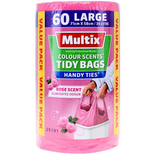 Multix Kitchen Tidy Bag Rose 34Ltr 60pk 