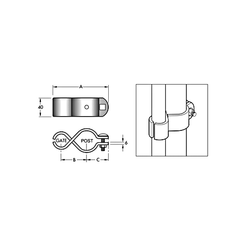 Gate Hinges Clamp On 50/32nb