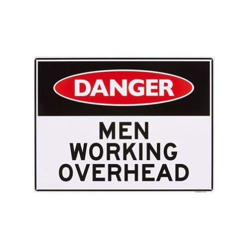 Men Working Overhead Large Sign 