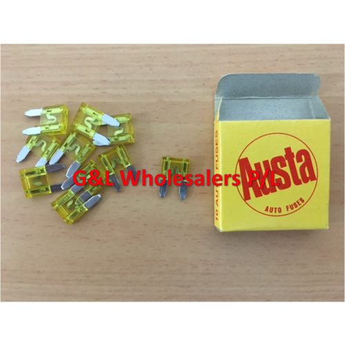 Austa Mini Blade Fuses Yellow 20amp 10pk