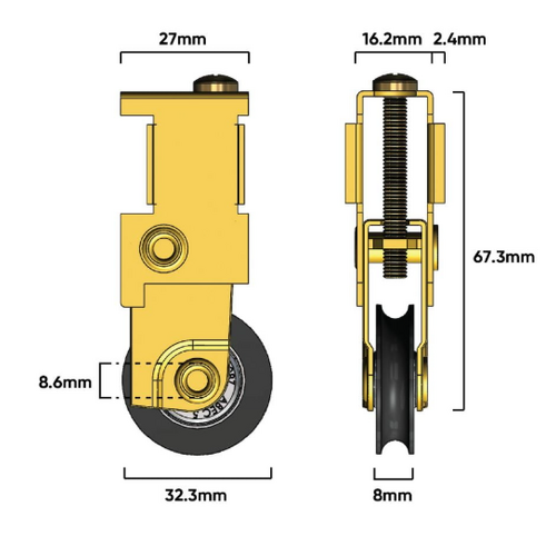 Carriage Sliding Door Adj & Poly Tyre H/D 35kgs (A018)
