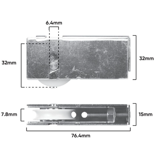 Carriage Sliding Door Adj & Roller 25kg 15mm