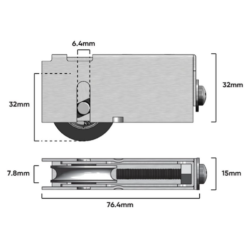 Carriage Slid Door S/Steel Adj & Nylon Roller H/D(A089)