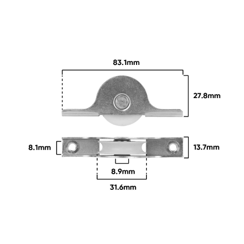 CARRIAGE & ROLLER 83W x 28H x 14L Load Capacity (kg): 30