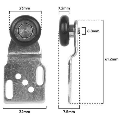 Trolley Ass Adj Top Hung B/D Black (B180)