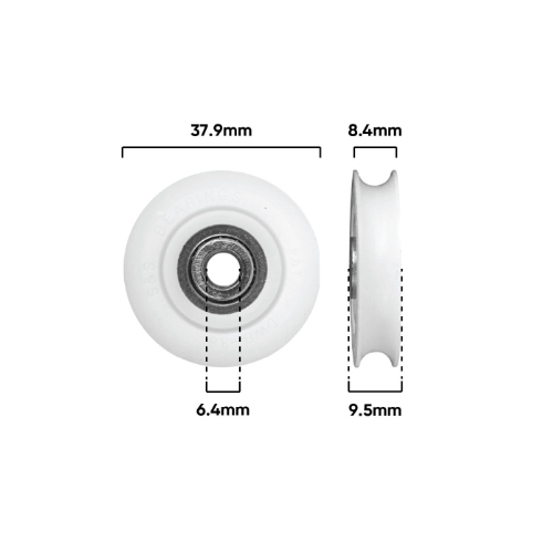 Roller 38mm dia 6.4mm Bore (D040)