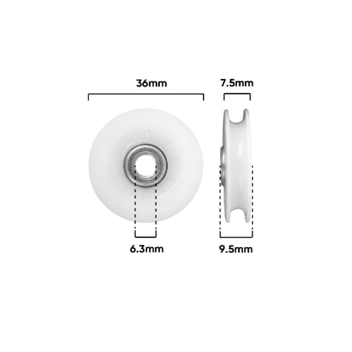 Roller 36mm dia 6.4mm Bore (D0500