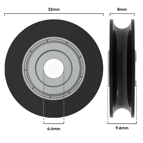 Roller 32mm dia 6.4mm Bore H/D (D068)
