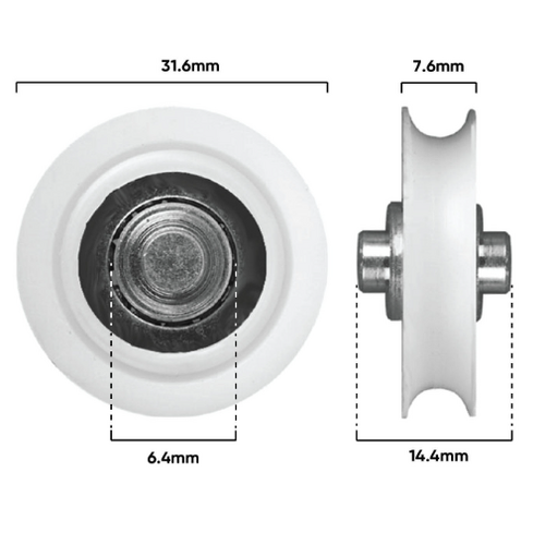 Roller 32mm dia 6.4mm Axle Offset (D141)
