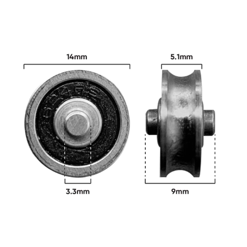 Roller S/Steel 14mm dia 3.4mm Axle (D191)