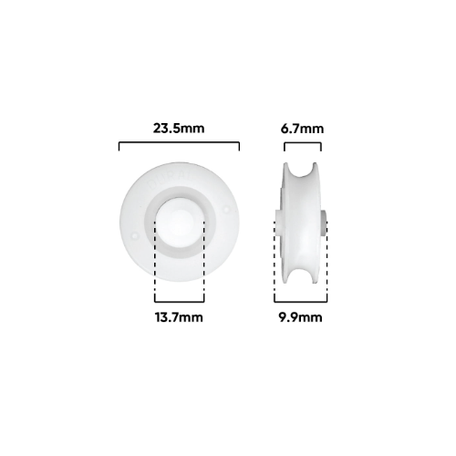 Roller 23.6mm dia 5mm Axle (d250)