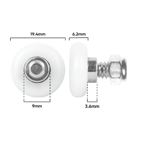 Roller 19.5mm Convex With Stud (D360)