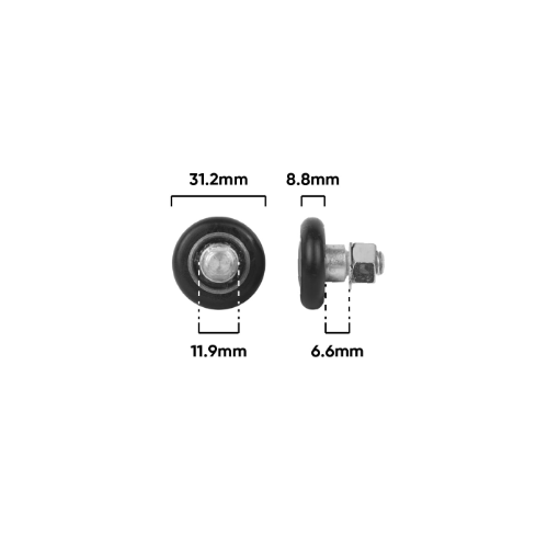 Roller 31mm dia Convex With Stud (d390)