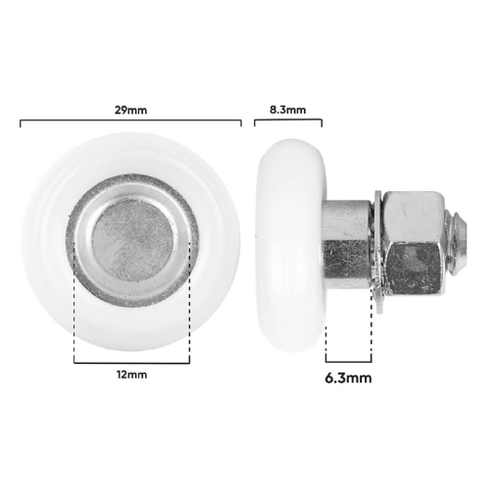 Roller 29mm dia Convex With Stud (D400)