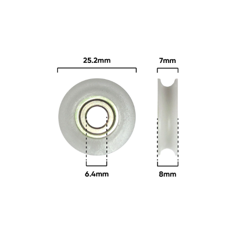 Roller 25mm dia 6.4mm Bore